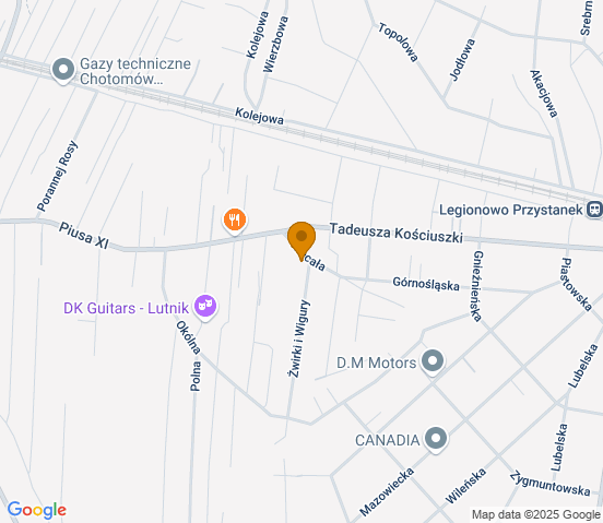 Mapa dojazdu do warsztatu samochodowego w miejscowości Chotomów
