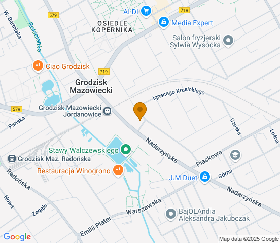 Mapa dojazdu do warsztatu samochodowego w miejscowości Grodzisk Mazowiecki