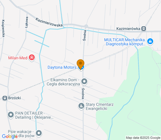 Mapa dojazdu do warsztatu samochodowego w miejscowości Milanówek