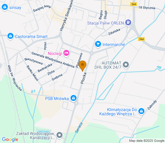 Mapa dojazdu do warsztatu samochodowego w miejscowości Mława