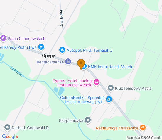 Mapa dojazdu do warsztatu samochodowego w miejscowości Opypy