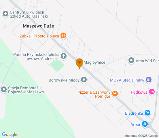 Mapa dojazdu do warsztatu samochodowego w miejscowości Płock