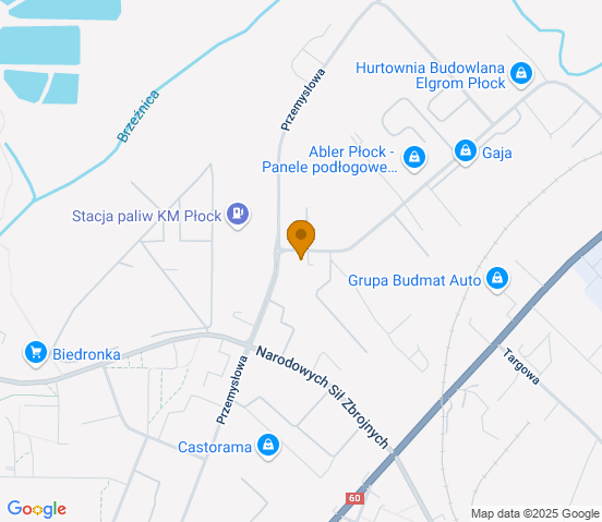 Mapa dojazdu do warsztatu samochodowego w miejscowości Płock