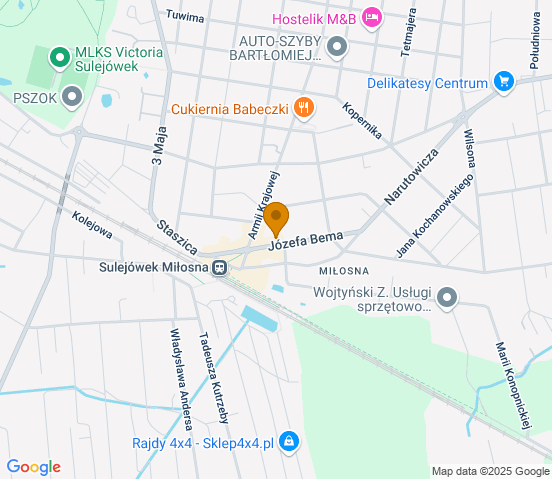 Mapa dojazdu do warsztatu samochodowego w miejscowości Sulejówek