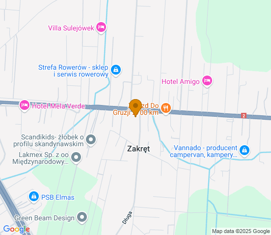 Mapa dojazdu do warsztatu samochodowego w miejscowości Zakręt