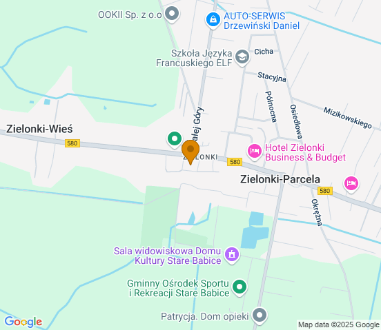 Mapa dojazdu do warsztatu samochodowego w miejscowości Zielonki
