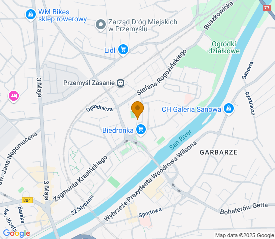 Mapa dojazdu do warsztatu samochodowego w miejscowości Przemyśl