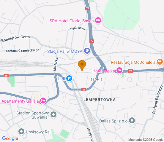 Mapa dojazdu do warsztatu samochodowego w miejscowości Przemyśl