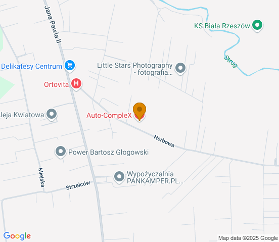 Mapa dojazdu do warsztatu samochodowego w miejscowości Rzeszów