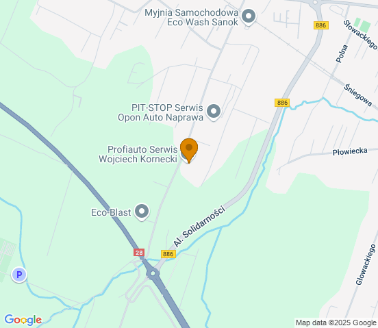 Mapa dojazdu do warsztatu samochodowego w miejscowości Sanok