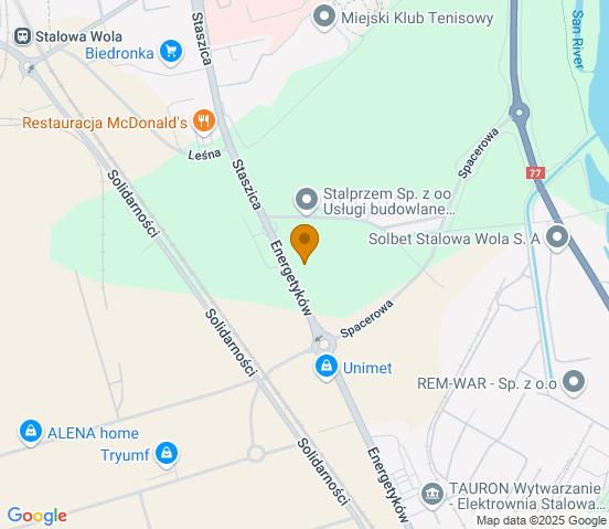 Mapa dojazdu do warsztatu samochodowego w miejscowości Stalowa Wola