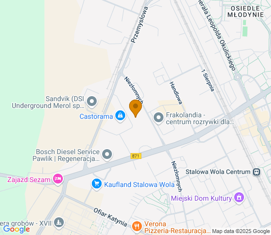 Mapa dojazdu do warsztatu samochodowego w miejscowości Stalowa Wola