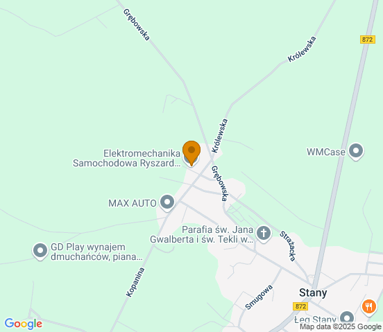 Mapa dojazdu do warsztatu samochodowego w miejscowości Stany