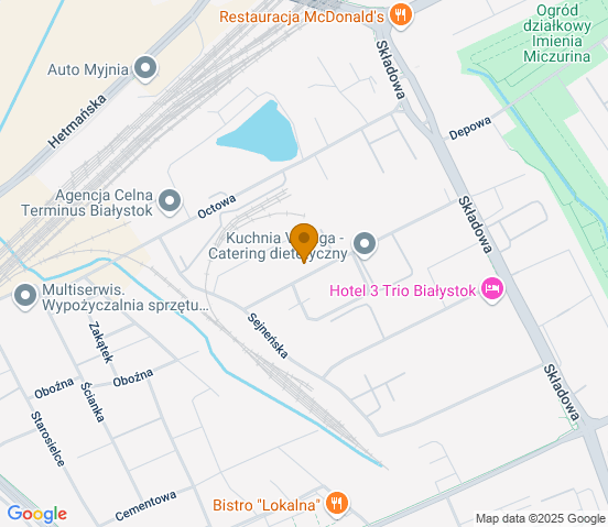 Mapa dojazdu do warsztatu samochodowego w miejscowości Białystok