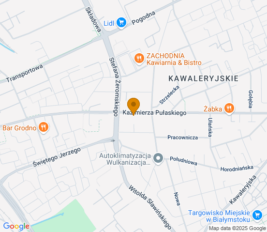 Mapa dojazdu do warsztatu samochodowego w miejscowości Białystok