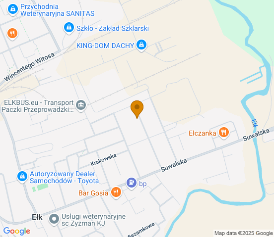 Mapa dojazdu do warsztatu samochodowego w miejscowości Ełk