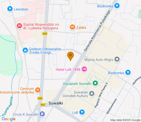 Mapa dojazdu do warsztatu samochodowego w miejscowości Suwałki