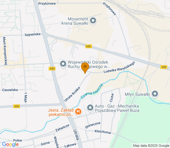 Mapa dojazdu do warsztatu samochodowego w miejscowości Suwałki