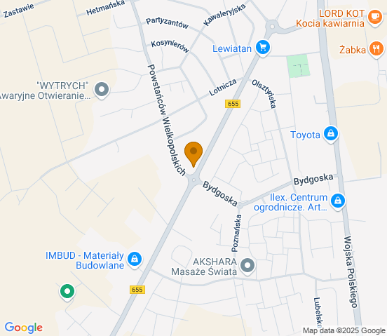 Mapa dojazdu do warsztatu samochodowego w miejscowości Suwałki