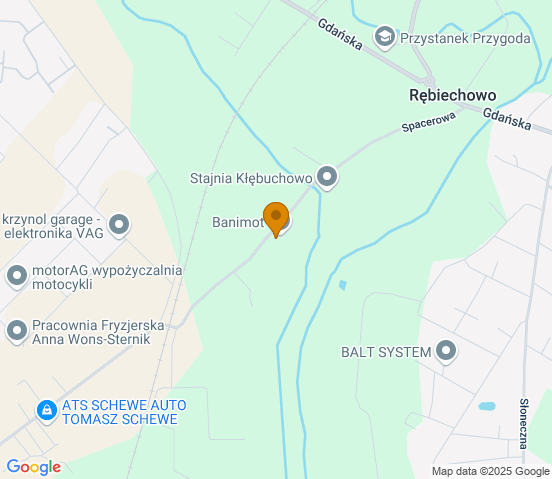 Mapa dojazdu do warsztatu samochodowego w miejscowości Banino