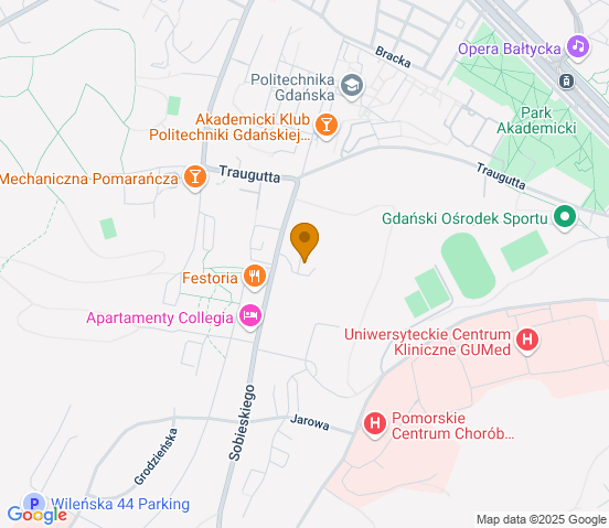Mapa dojazdu do warsztatu samochodowego w miejscowości Gdańsk