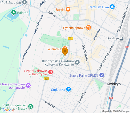 Mapa dojazdu do warsztatu samochodowego w miejscowości Kwidzyn