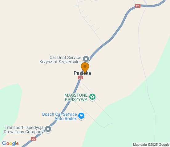 Mapa dojazdu do warsztatu samochodowego w miejscowości Miastko