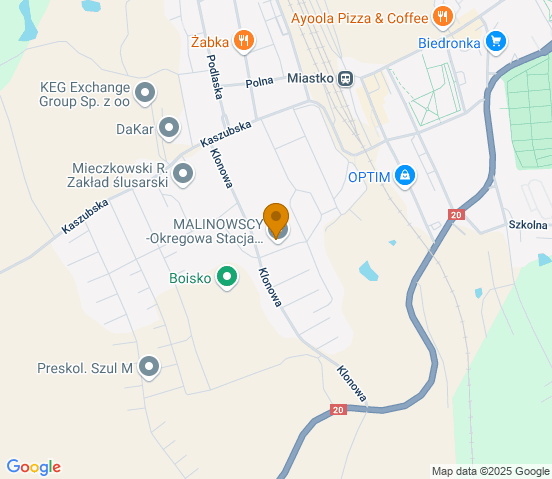 Mapa dojazdu do warsztatu samochodowego w miejscowości Miastko