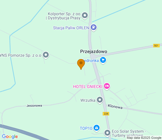 Mapa dojazdu do warsztatu samochodowego w miejscowości Przejazdowo