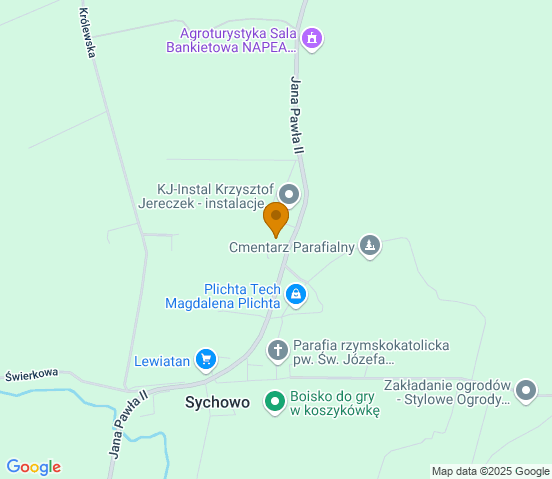 Mapa dojazdu do warsztatu samochodowego w miejscowości Sychowo