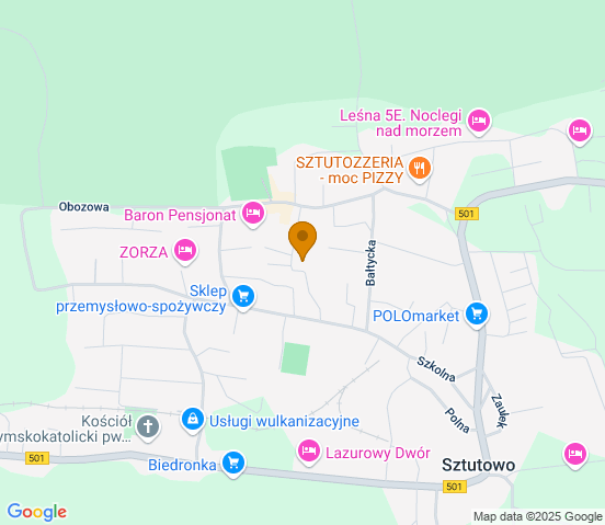 Mapa dojazdu do warsztatu samochodowego w miejscowości Sztutowo