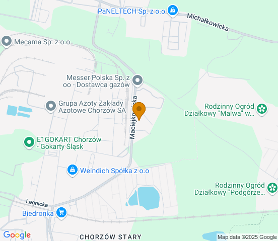 Mapa dojazdu do warsztatu samochodowego w miejscowości Chorzów