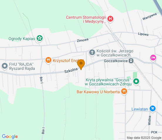 Mapa dojazdu do warsztatu samochodowego w miejscowości Goczałkowice-Zdrój