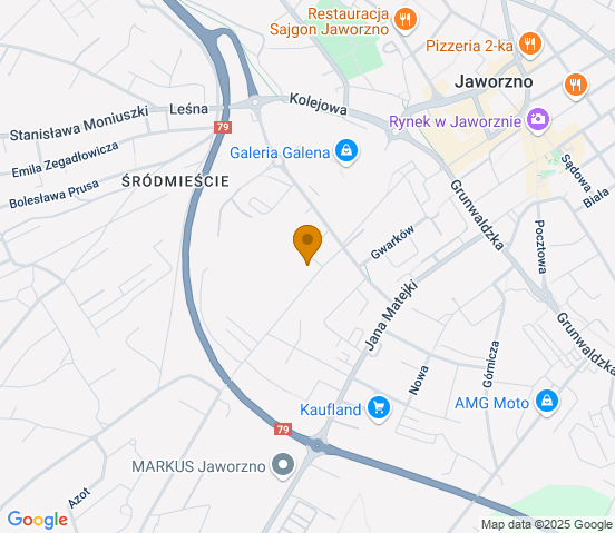 Mapa dojazdu do warsztatu samochodowego w miejscowości Jaworzno