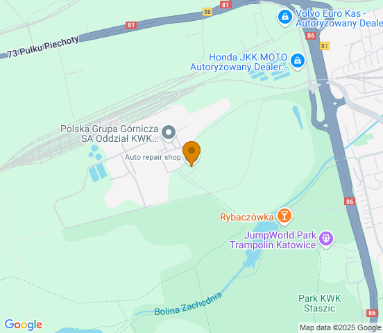 Mapa dojazdu do warsztatu samochodowego w miejscowości Katowice