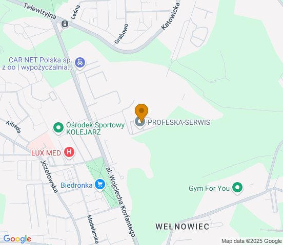 Mapa dojazdu do warsztatu samochodowego w miejscowości Katowice