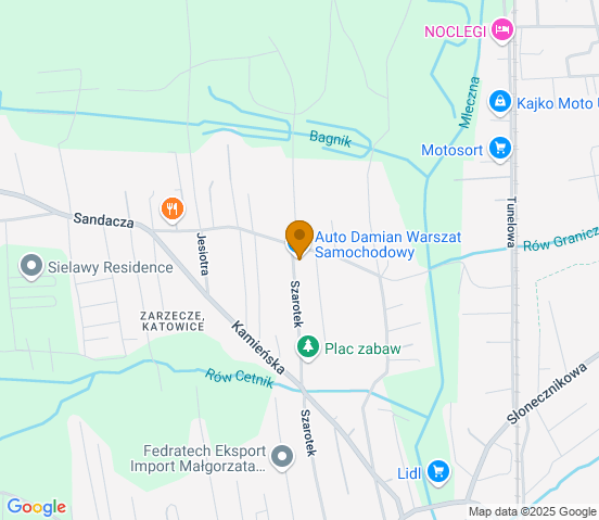 Mapa dojazdu do warsztatu samochodowego w miejscowości Katowice
