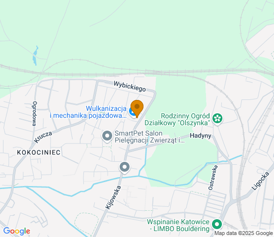 Mapa dojazdu do warsztatu samochodowego w miejscowości Katowice