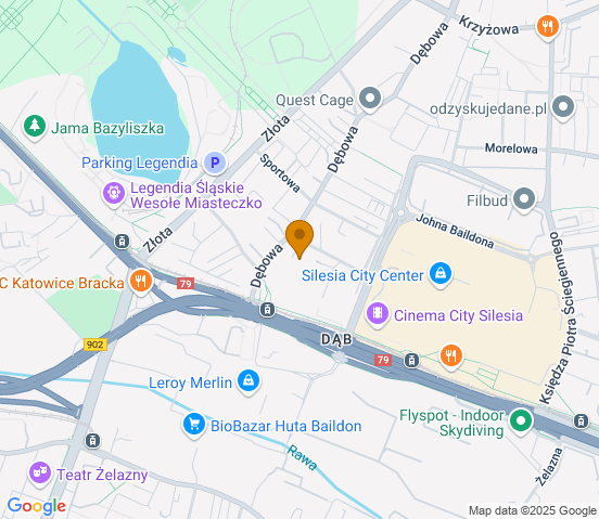 Mapa dojazdu do warsztatu samochodowego w miejscowości Katowice
