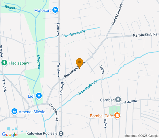 Mapa dojazdu do warsztatu samochodowego w miejscowości Katowice