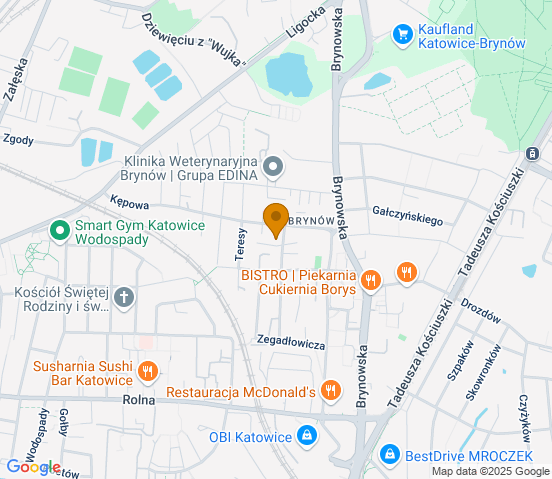Mapa dojazdu do warsztatu samochodowego w miejscowości Katowice