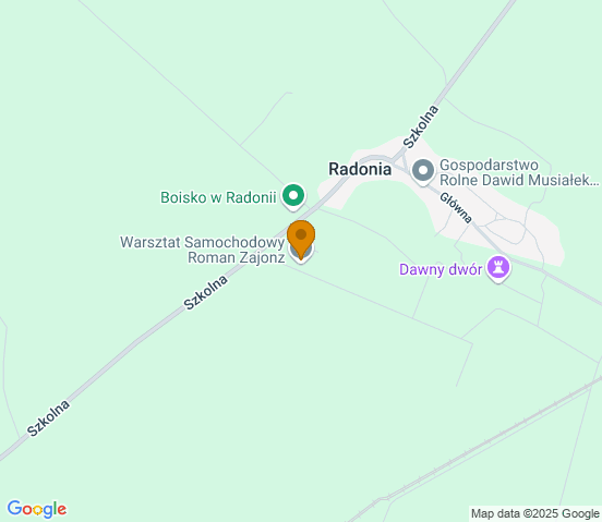 Mapa dojazdu do warsztatu samochodowego w miejscowości Radonia