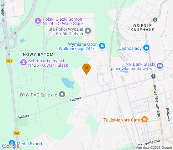 Mapa dojazdu do warsztatu samochodowego w miejscowości Ruda Śląska