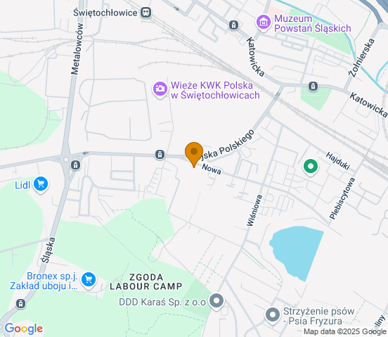 Mapa dojazdu do warsztatu samochodowego w miejscowości Świętochłowice