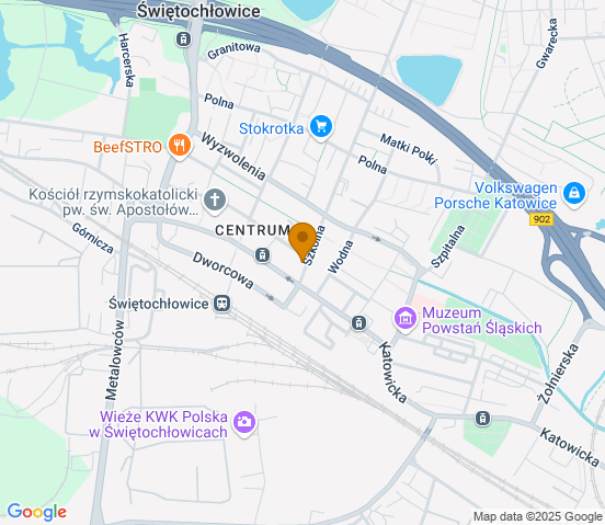 Mapa dojazdu do warsztatu samochodowego w miejscowości Świętochłowice