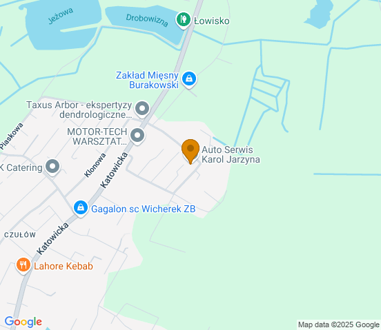 Mapa dojazdu do warsztatu samochodowego w miejscowości Tychy