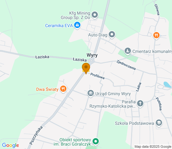 Mapa dojazdu do warsztatu samochodowego w miejscowości Wyry