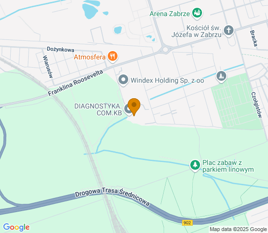 Mapa dojazdu do warsztatu samochodowego w miejscowości Zabrze
