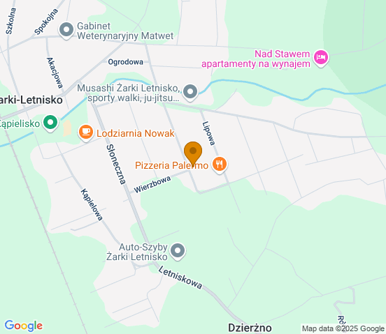 Mapa dojazdu do warsztatu samochodowego w miejscowości Żarki-Letnisko