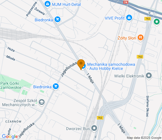 Mapa dojazdu do warsztatu samochodowego w miejscowości Kielce